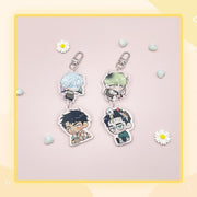 Stranger than friends dangle acrylic keyring with colorful design and metal chain attachment